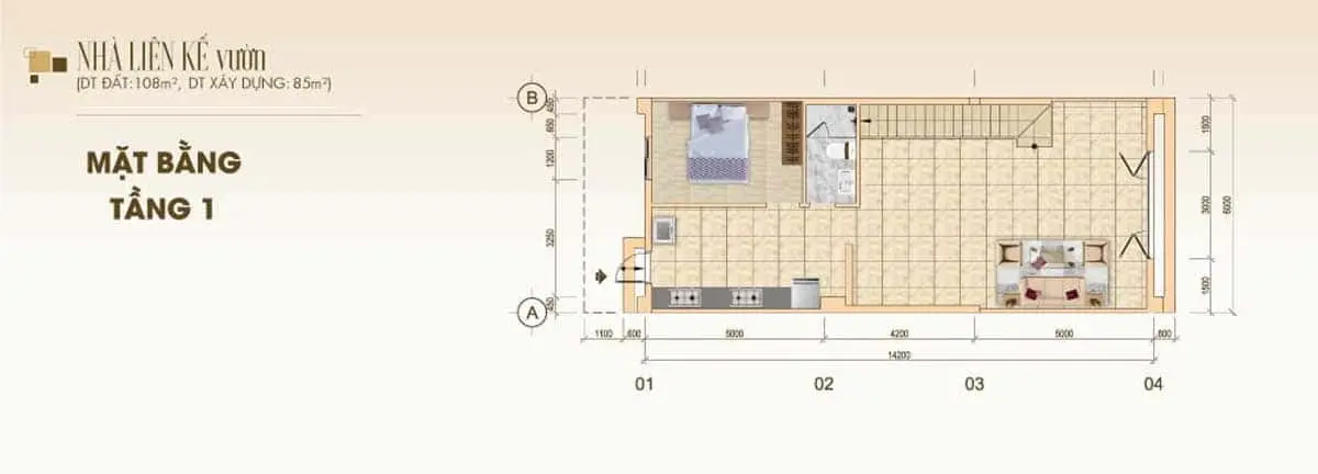 STC Long Thành mat bang tang 1 nha pho vuon stc long thanh 1 - STC Long Thành
