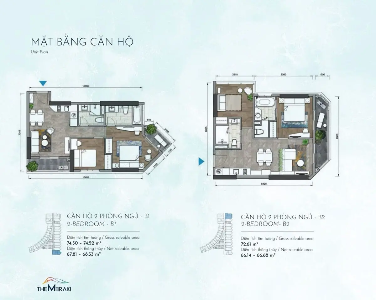 The Meraki Vũng Tàu 11 Căn hộ The Meraki 2 phòng ngủ B1 và B2