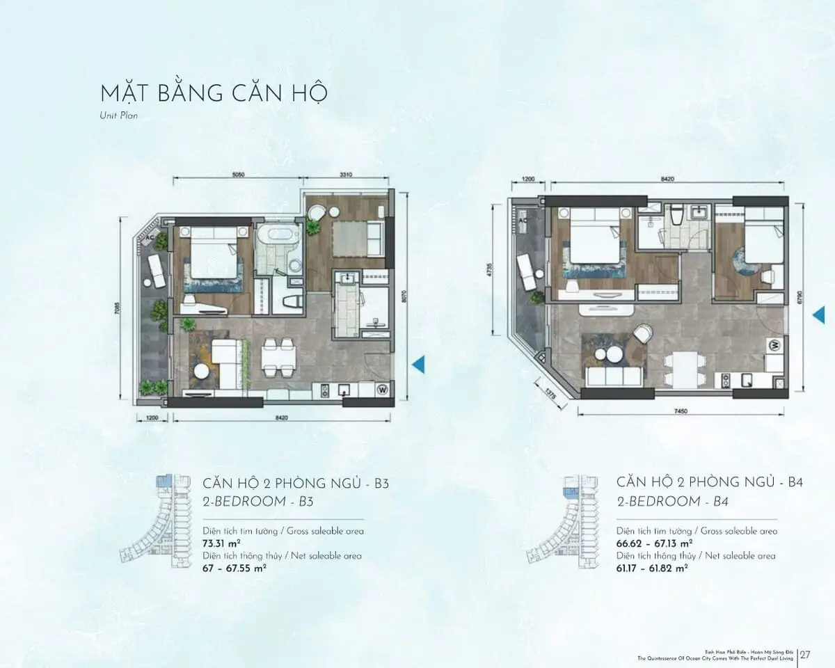 The Meraki Vũng Tàu 12 Căn hộ The Meraki 2 phòng ngủ B3 và B4