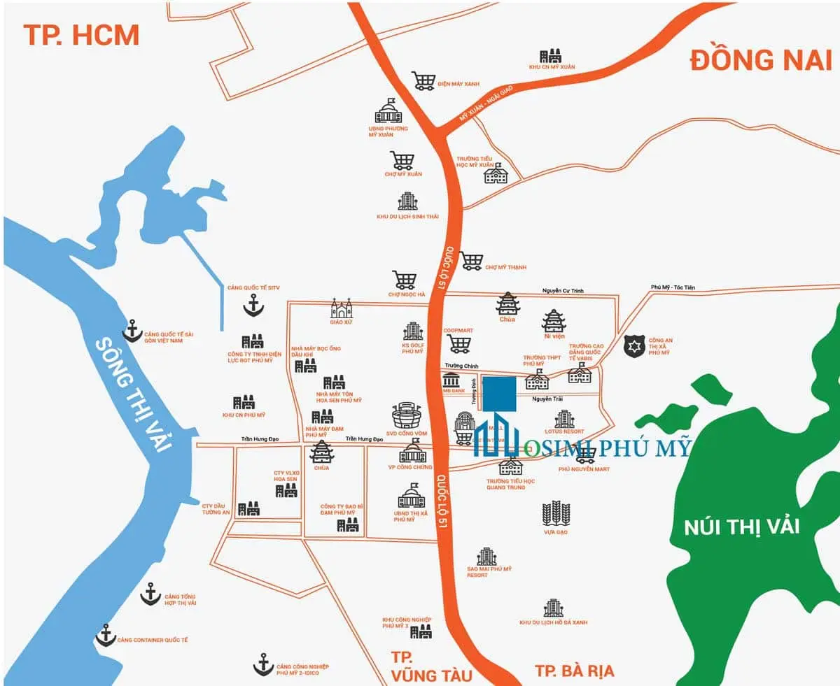 OSIMI PHÚ MỸ BÀ RỊA VŨNG TÀU 4 Vị trí Dự án Căn hộ Osimi Phú Mỹ Bà Rịa Vũng Tàu