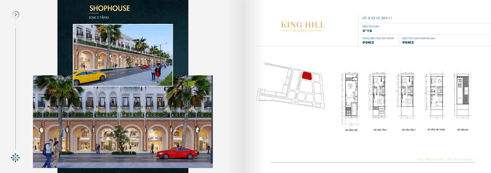 Shophouse loại 3 tầng Dự án King Hill Residences