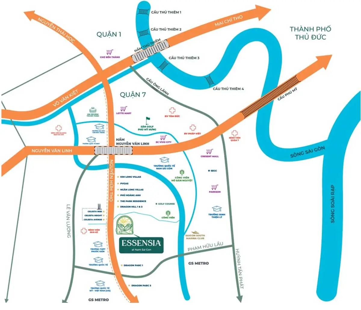 Essensia Nam Sài Gòn 3 Vị trí Dự án Căn hộ Essensia Nam Sài Gòn