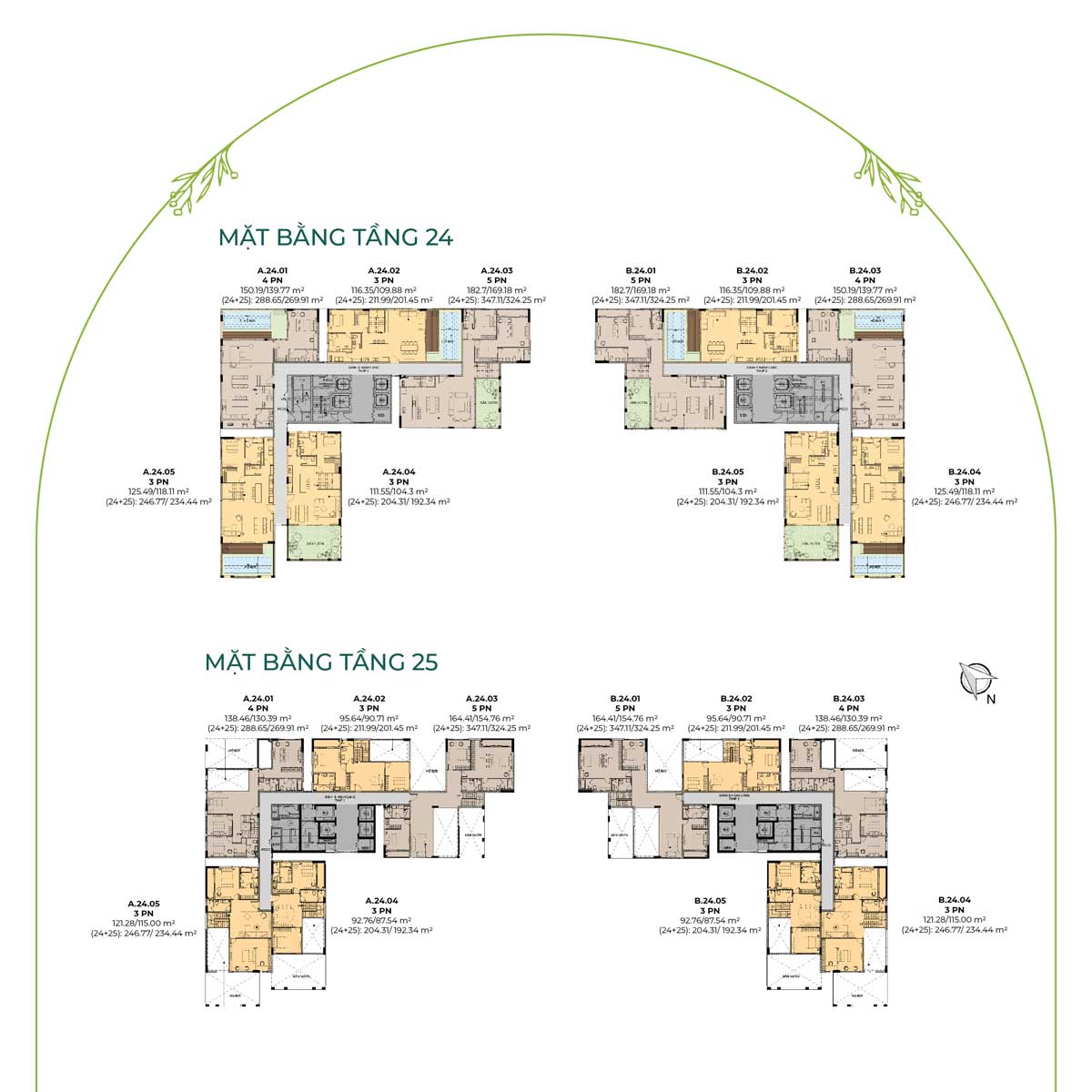 Mặt bằng tầng 24-25 Dự án Căn hộ Essensia Nam Sài Gòn