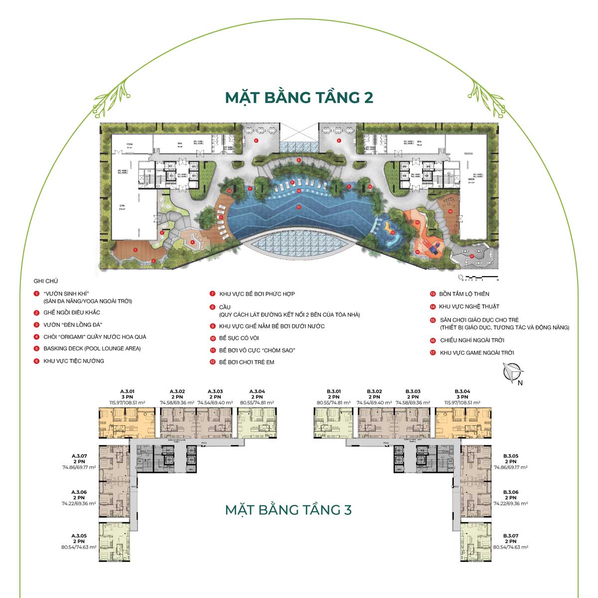 Mặt bằng Tầng 2-3 Dự án Căn hộ Essensia Nam Sài Gòn