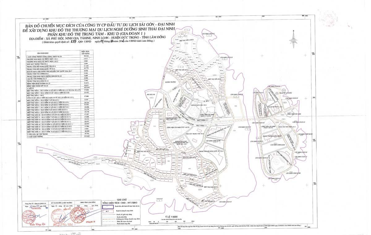 Bản đồ Quy hoạch Phân khu D Khu đô thị thương mại du lịch nghỉ dưỡng sinh thái Đại Ninh