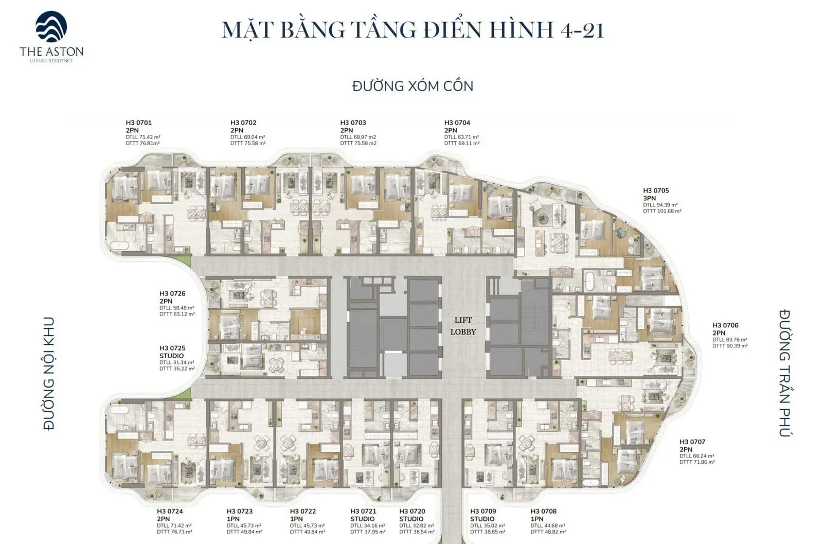 The Aston Luxury Residence Nha Trang 34 Mặt bằng tầng 4 - 21 Dự án The Aston Luxury Residence Nha Trang