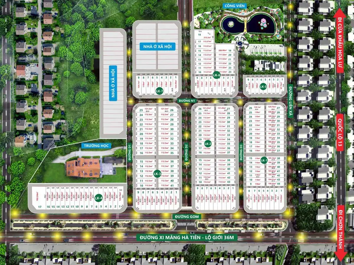 Lake One City 7 Mặt bằng Phân lô Dự án Lake One City Bình Phước