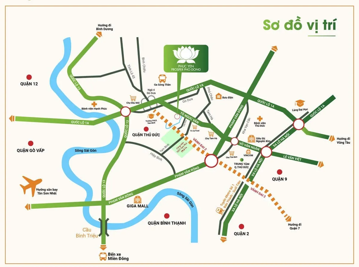 PHÚC YÊN PROSPER THỦ ĐỨC 2 Bản đồ Vị trí Dự án Phúc Yên Prosper Phố Đông Thủ Đức