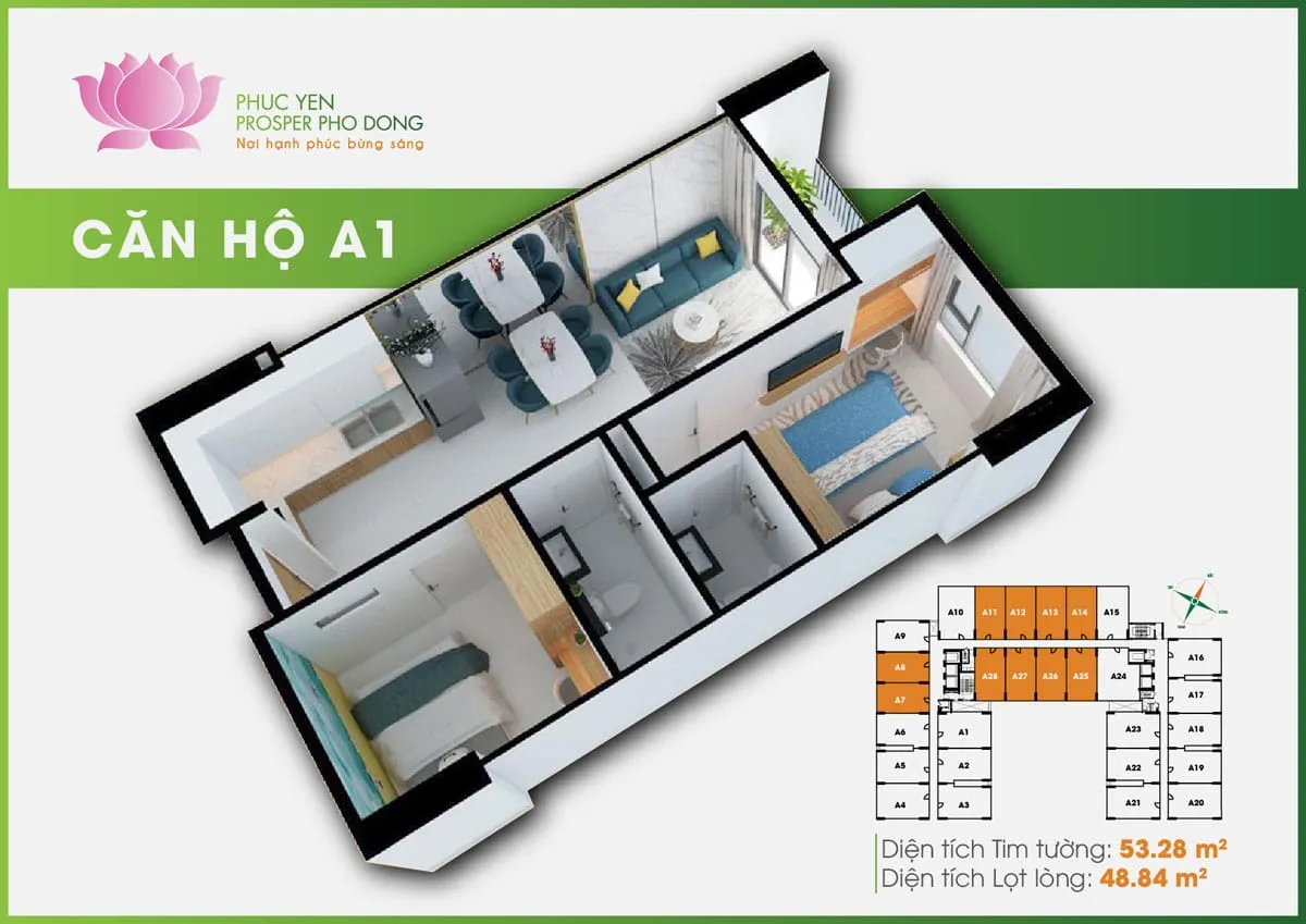 PHÚC YÊN PROSPER THỦ ĐỨC 26 Phối cảnh 3D Căn hộ A1 Phúc Yên Prosper Phố Đông