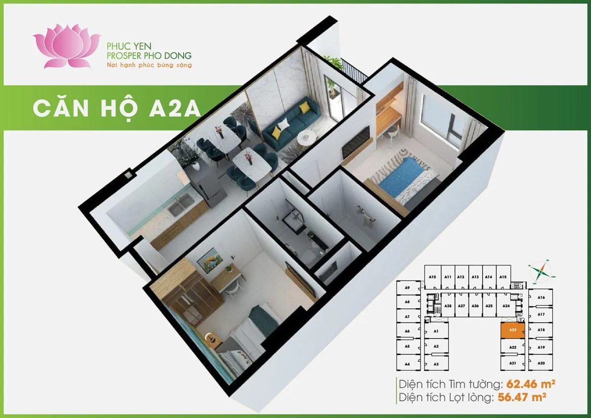 PHÚC YÊN PROSPER THỦ ĐỨC 34 Phối cảnh 3D Căn hộ A2A Phúc Yên Prosper Phố Đông