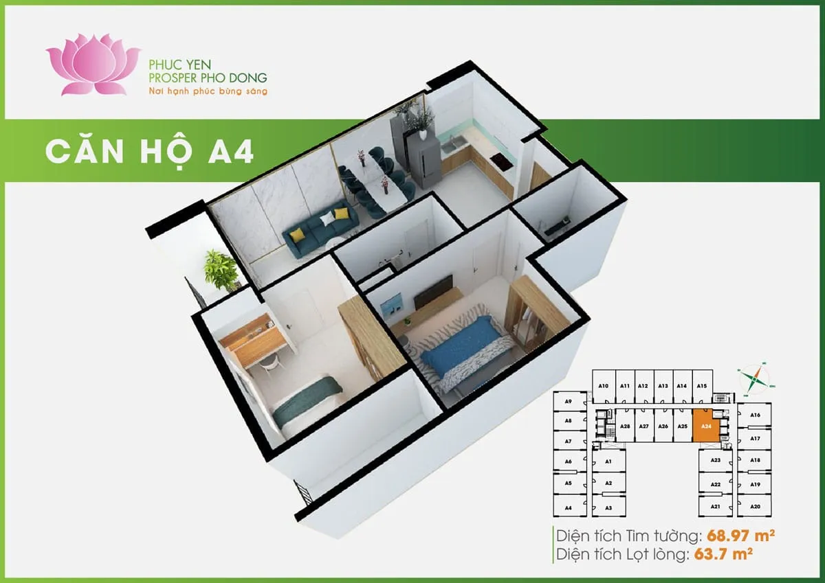 PHÚC YÊN PROSPER THỦ ĐỨC 46 Phối cảnh 3D Căn hộ A4 Phúc Yên Prosper Phố Đông