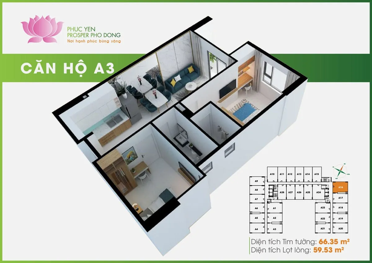 PHÚC YÊN PROSPER THỦ ĐỨC 44 Phối cảnh 3D Căn hộ A3 Phúc Yên Prosper Phố Đông