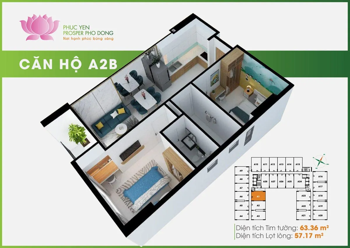 PHÚC YÊN PROSPER THỦ ĐỨC 36 Phối cảnh 3D Căn hộ A2B Phúc Yên Prosper Phố Đông