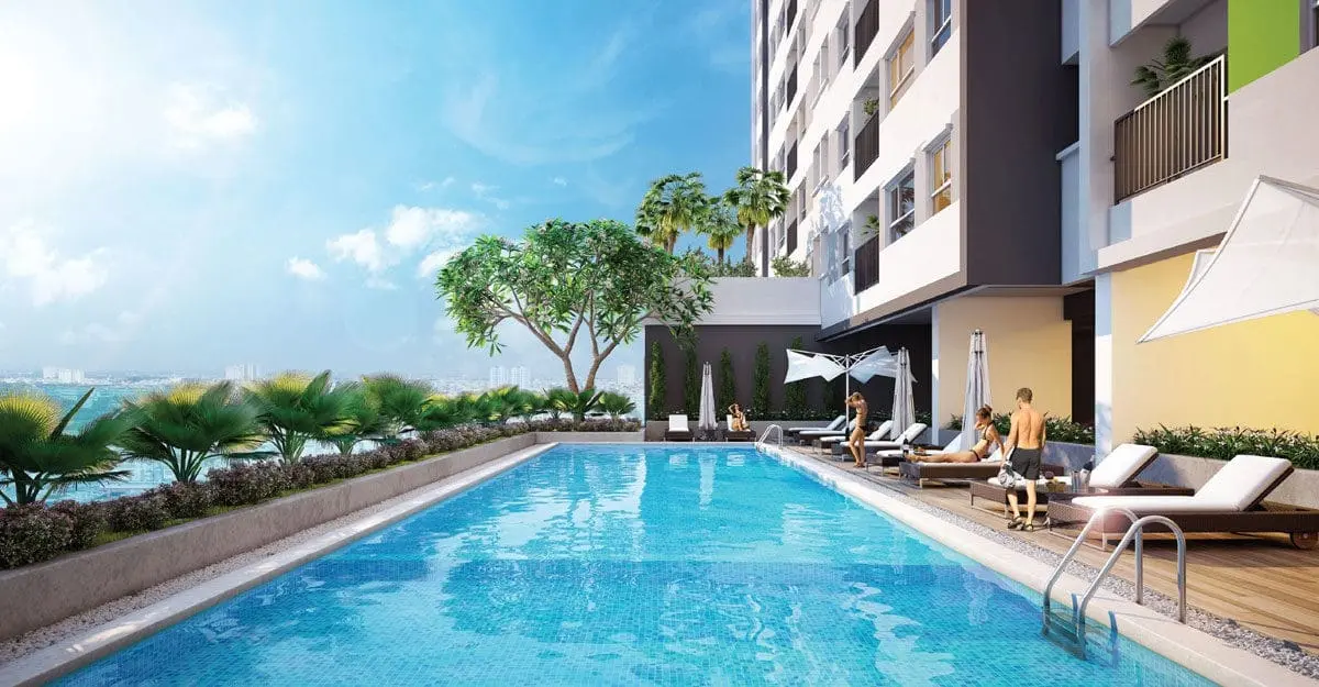 AIO CITY BÌNH TÂN 6 Hồ bơi tràn bờ tại Dự án Căn hộ Aio City Bình Tân