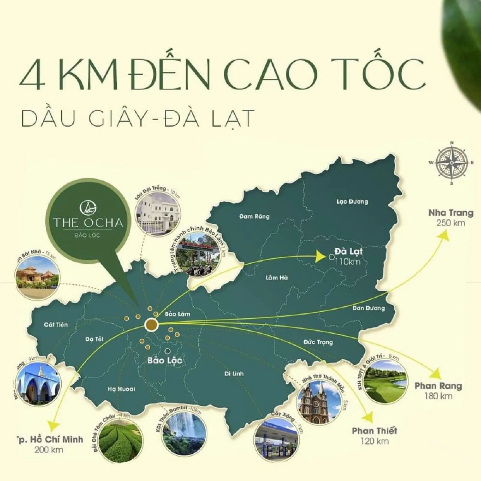 The Ocha Bảo Lộc 4 Vị trí liên kết vùng Dự án Biệt thự The Ocha Bảo Lộc