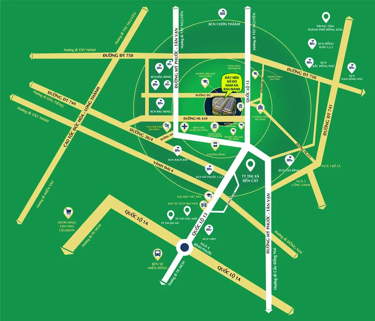 NAM AN NEW CITY BÀU BÀNG BÌNH DƯƠNG 3 Sơ đồ vị trí Dự án Nam An Bàu Bàng Bình Dương