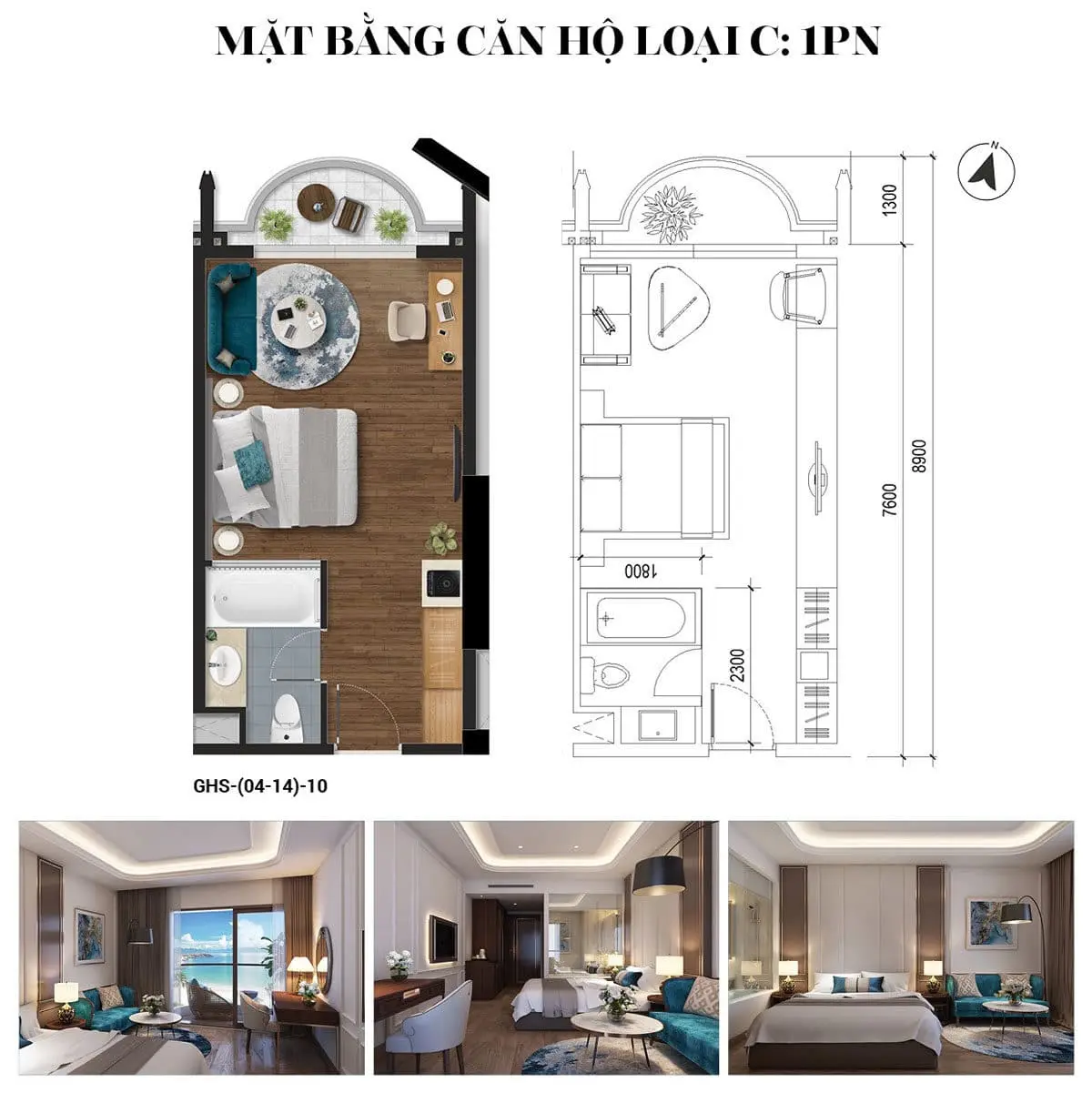 Oyster Bay Gành Hào Vũng Tàu 26 Thiết kế Căn hộ 1 phòng ngủ Condotel Oyster Gành Hào