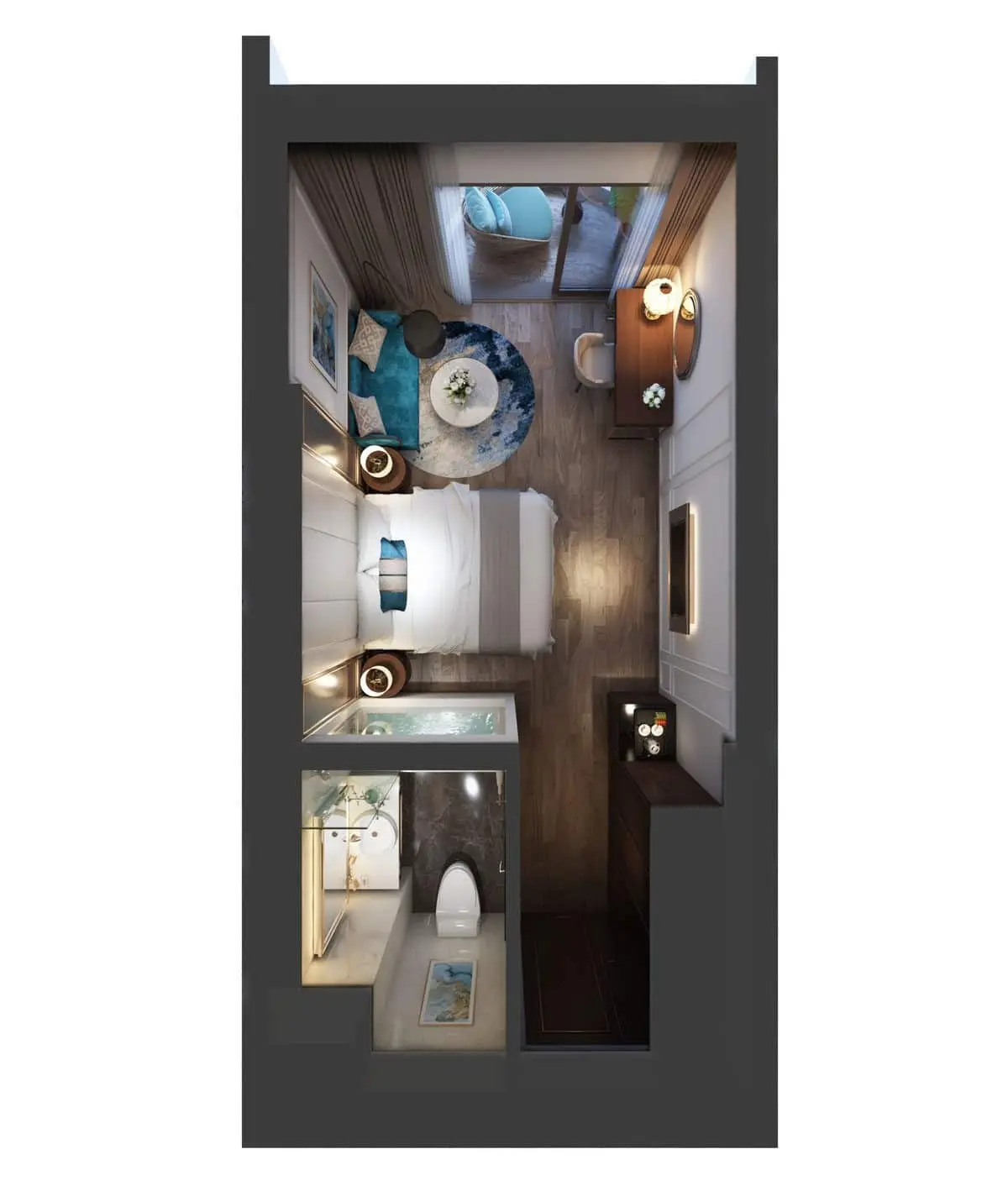 Oyster Bay Gành Hào Vũng Tàu 27 Phối cảnh 3D căn hộ 1 phòng ngủ Oyster Gành Hào