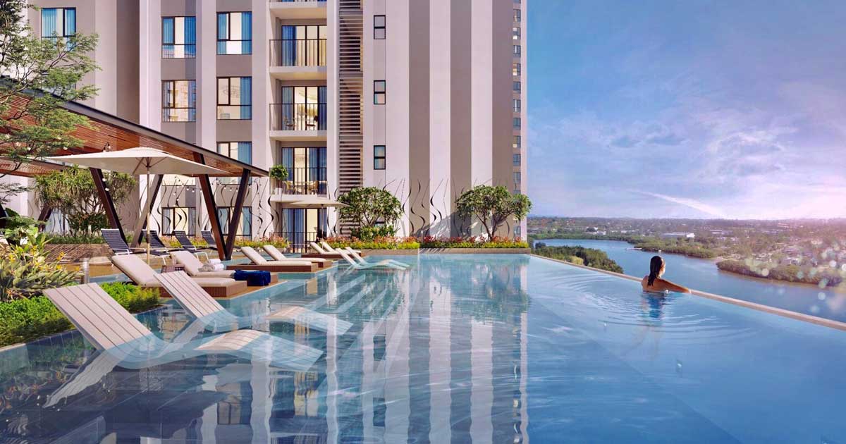 Hồ bơi tràn bờ Căn hộ Gem Riverside Quận 2