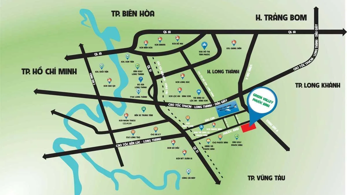 GREEN VALLEY ĐỒNG NAI 2 Vị trí Dự án Green Valley Phước Bình Long Thành Đồng Nai