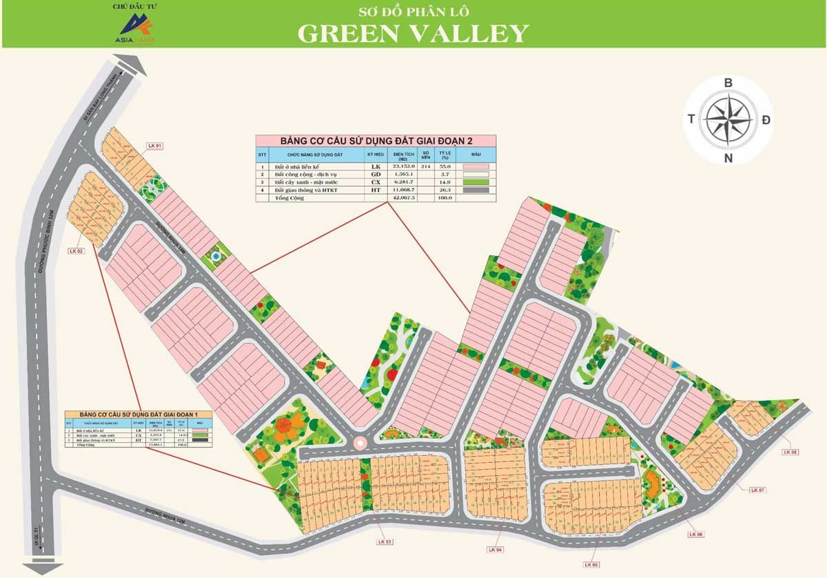 Mặt bằng Dự án Green Valley Phước Bình Long Thành Đồng Nai