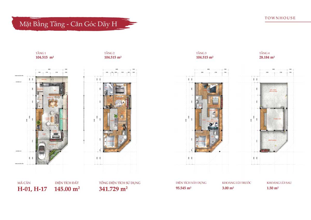 Thiết kế Nhà phố Townhouse Lô Góc Takara Residence Bình Dương