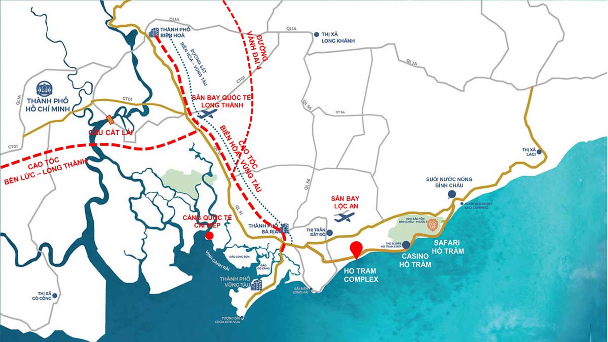 Vị trí liên kết vùng của Dự án Căn hộ Hồ Tràm Complex