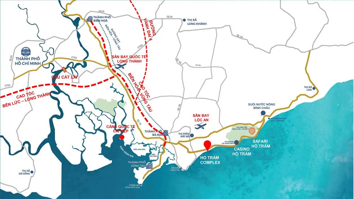 CĂN HỘ HỒ TRÀM COMPLEX 5 Vị trí liên kết vùng của Dự án Căn hộ Hồ Tràm Complex