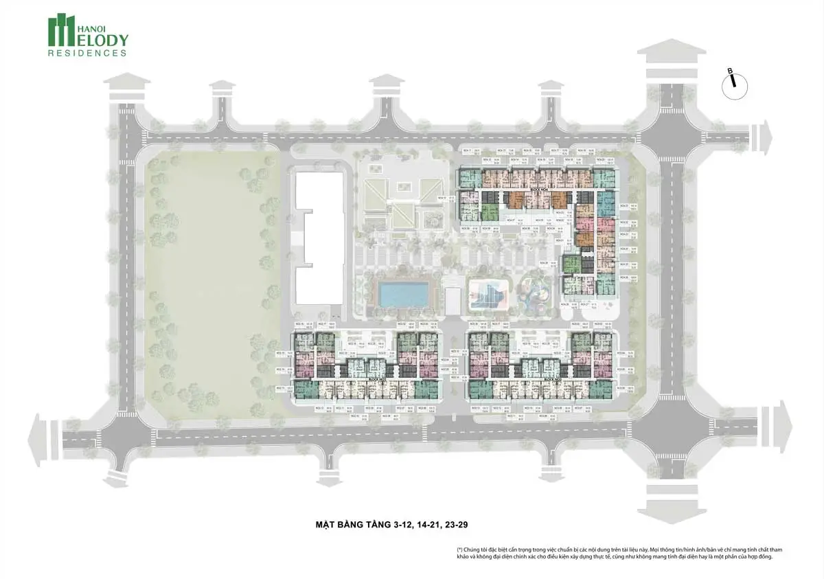 Hà Nội Melody Residences 21 Mặt bằng Tầng 3-12 và 14-21 và 23-29 Dự án Hà Nội Melody Residences