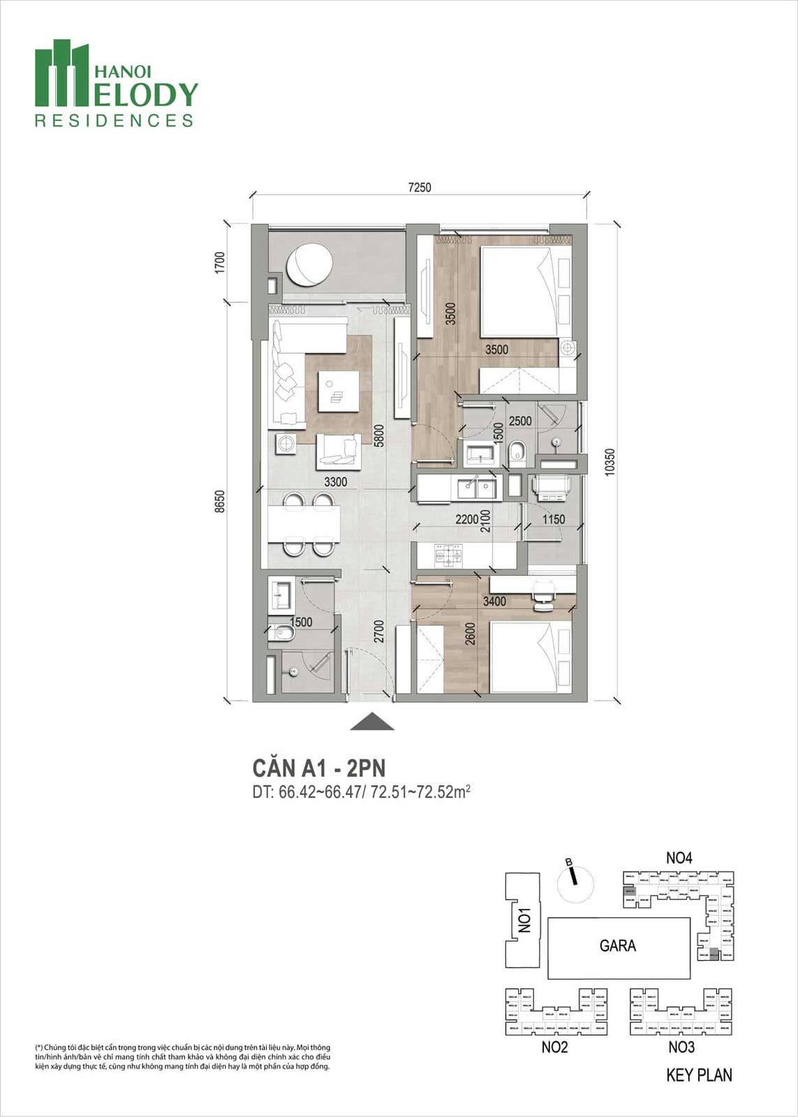 Thiết kế Căn hộ 2PN Hà Nội Melody Residences