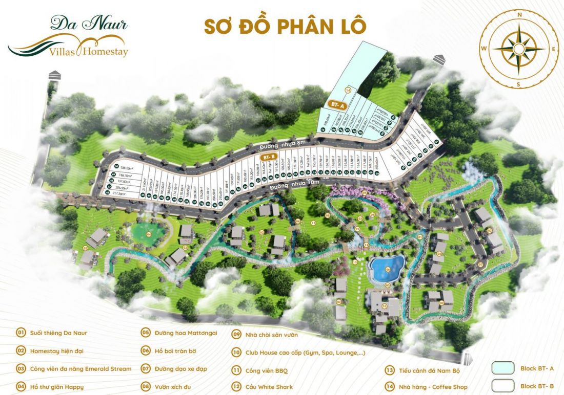 Mặt bằng Dự án Da Naur Villas & Homestay Bảo Lộc