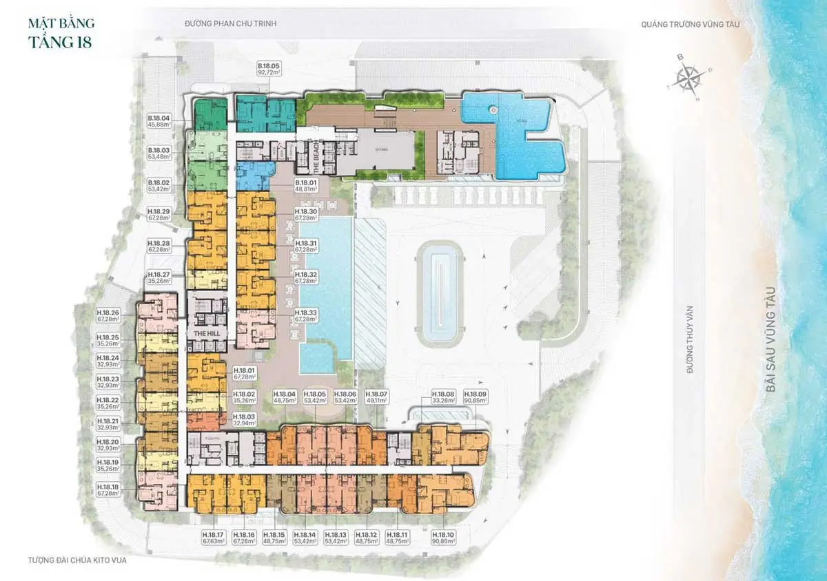 Fiveseasons Homes 15 Mặt bằng Tầng 18 Dự án Fiveseasons Homes Vũng Tàu