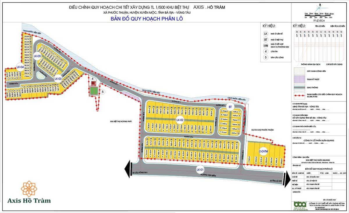 Mặt bằng Dự án Axis Hồ Tràm Xuyên Mộc Bà Rịa Vũng Tàu