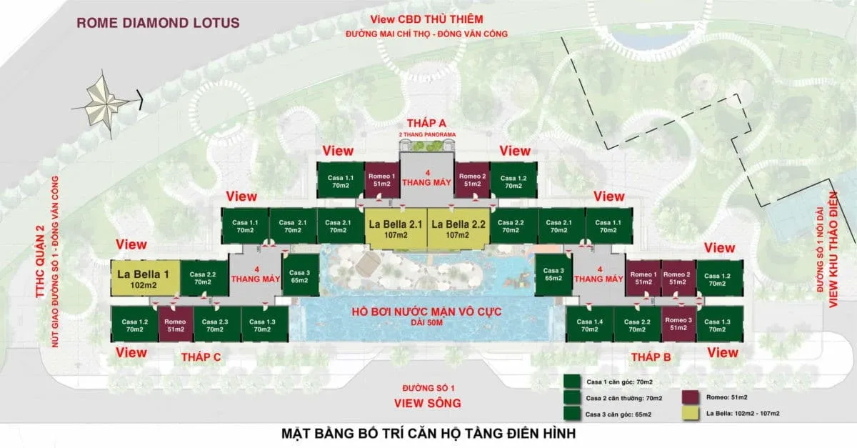 ROME DIAMOND LOTUS QUẬN 2 10 mat bang tang du an can ho diamond lotus quan 2