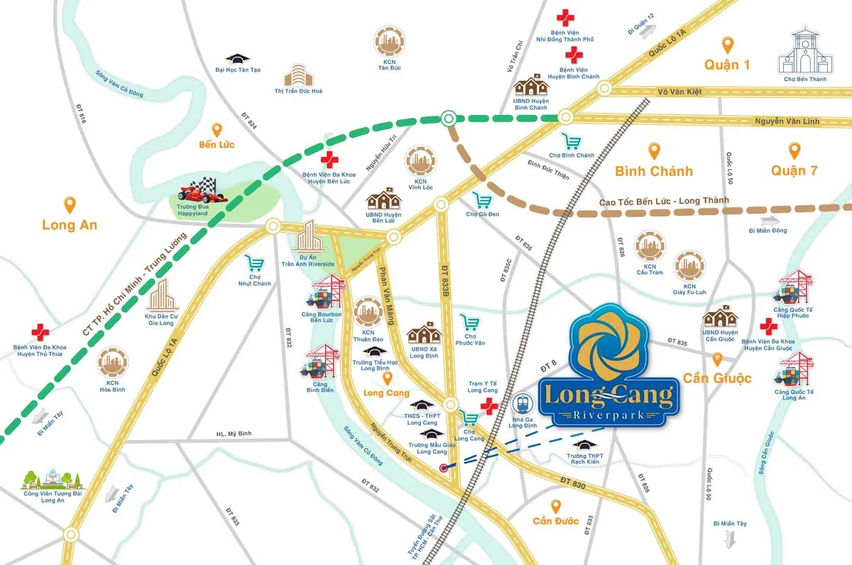 Long Cang RiverPark 3 Vị trí Dự án Long Cang RiverPark Cần Đước Long An