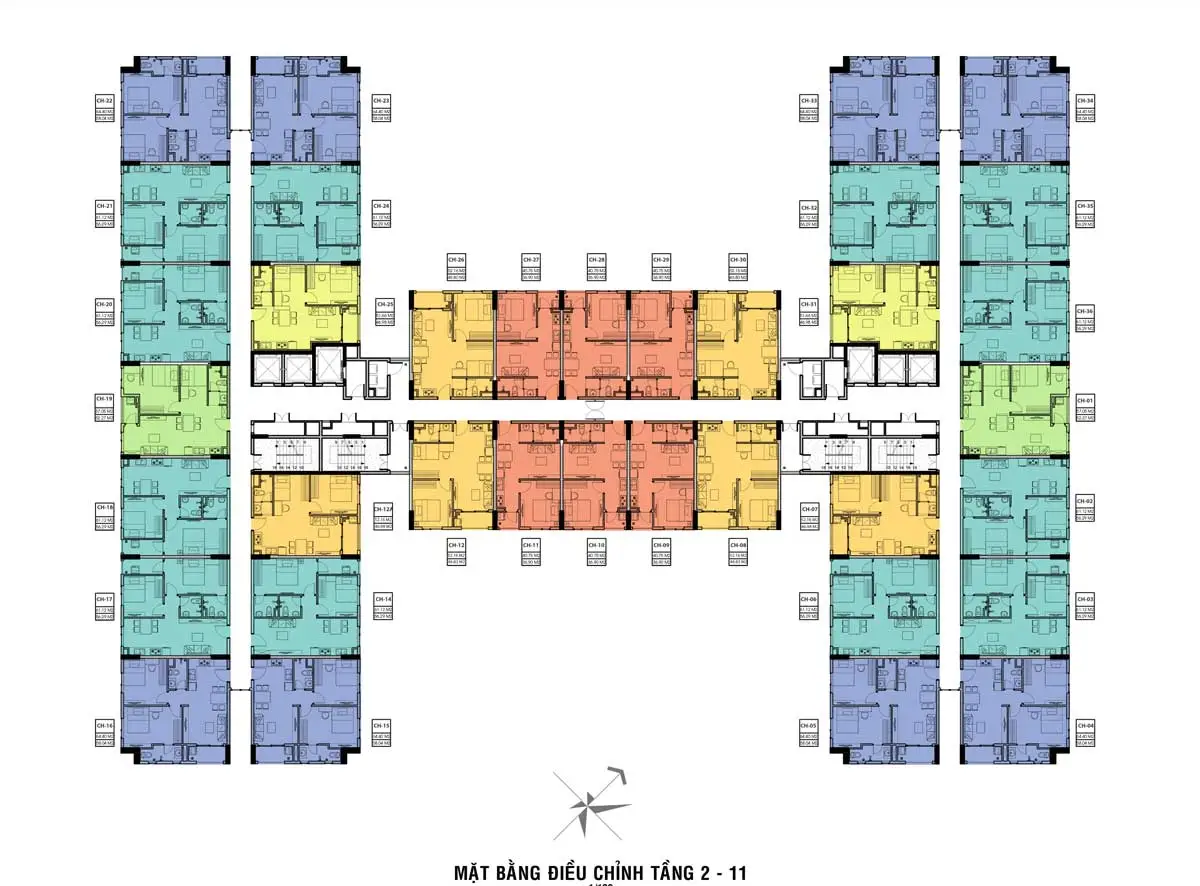 Tecco Felice Tower 11 Mặt bằng Tầng 2-11 Dự án Căn hộ Chung cư Tecco Felice Tower Tân Uyên Bình Dương