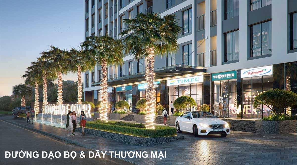 Đường dạo bộ & Trung tâm thương mại Dự án Căn hộ Chung cư Tecco Felice Tower Tân Uyên Bình Dương