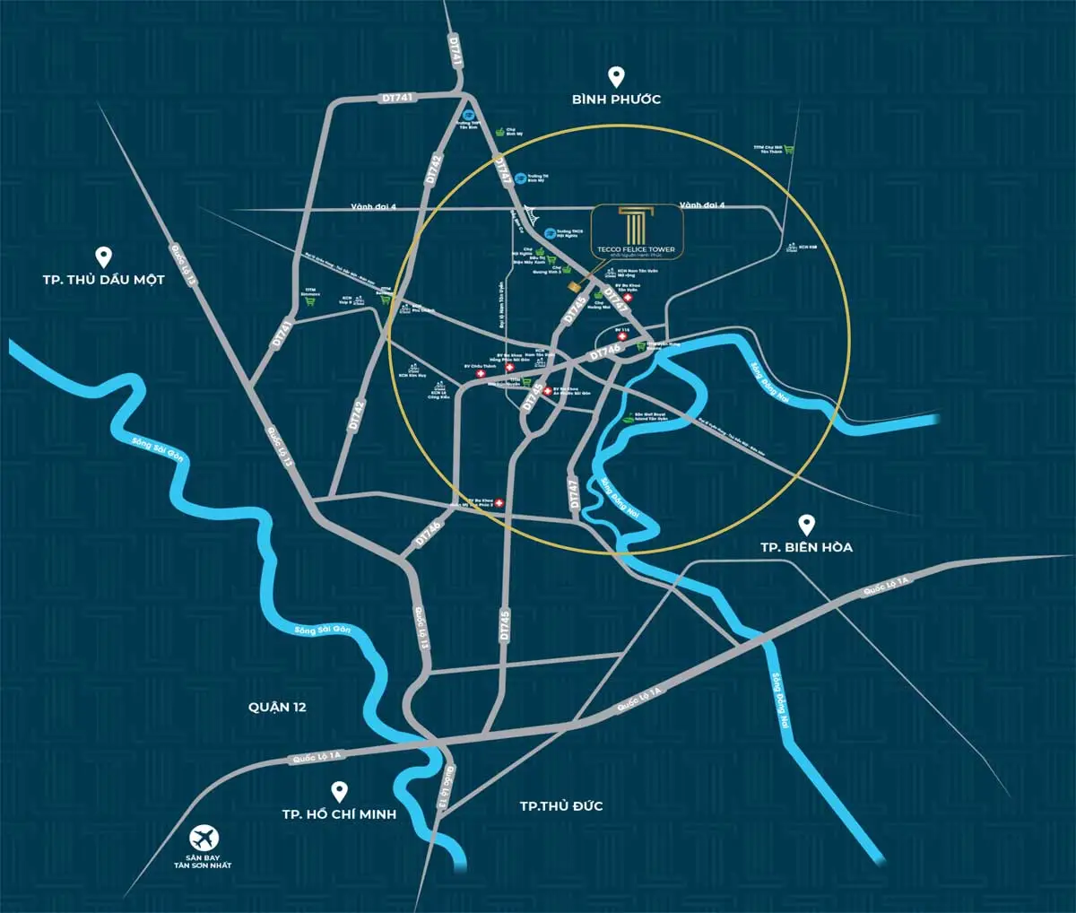 Tecco Felice Tower 3 Vị trí Dự án Căn hộ Chung cư Tecco Felice Tower Tân Uyên Bình Dương