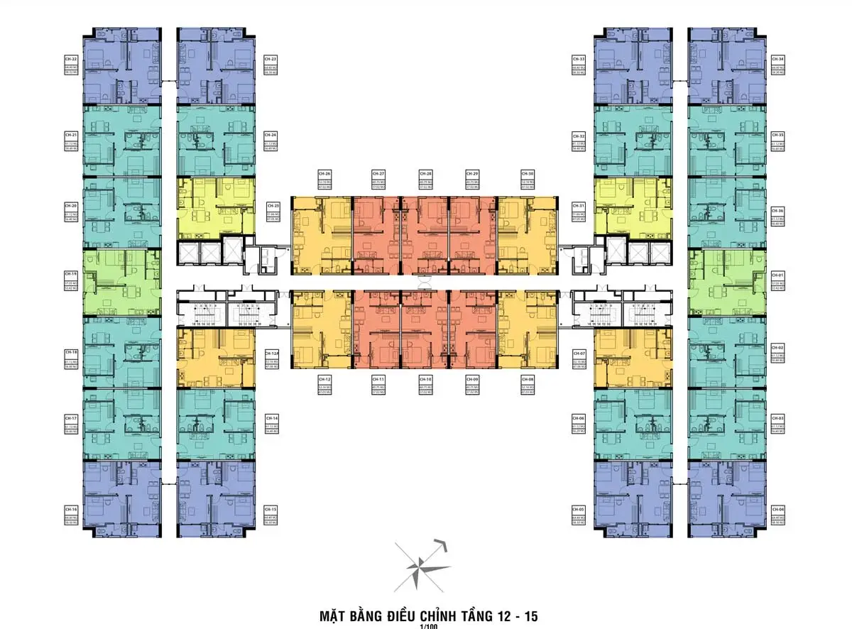 Tecco Felice Tower 12 Mặt bằng Tầng 12-15 Dự án Căn hộ Chung cư Tecco Felice Tower Tân Uyên Bình Dương
