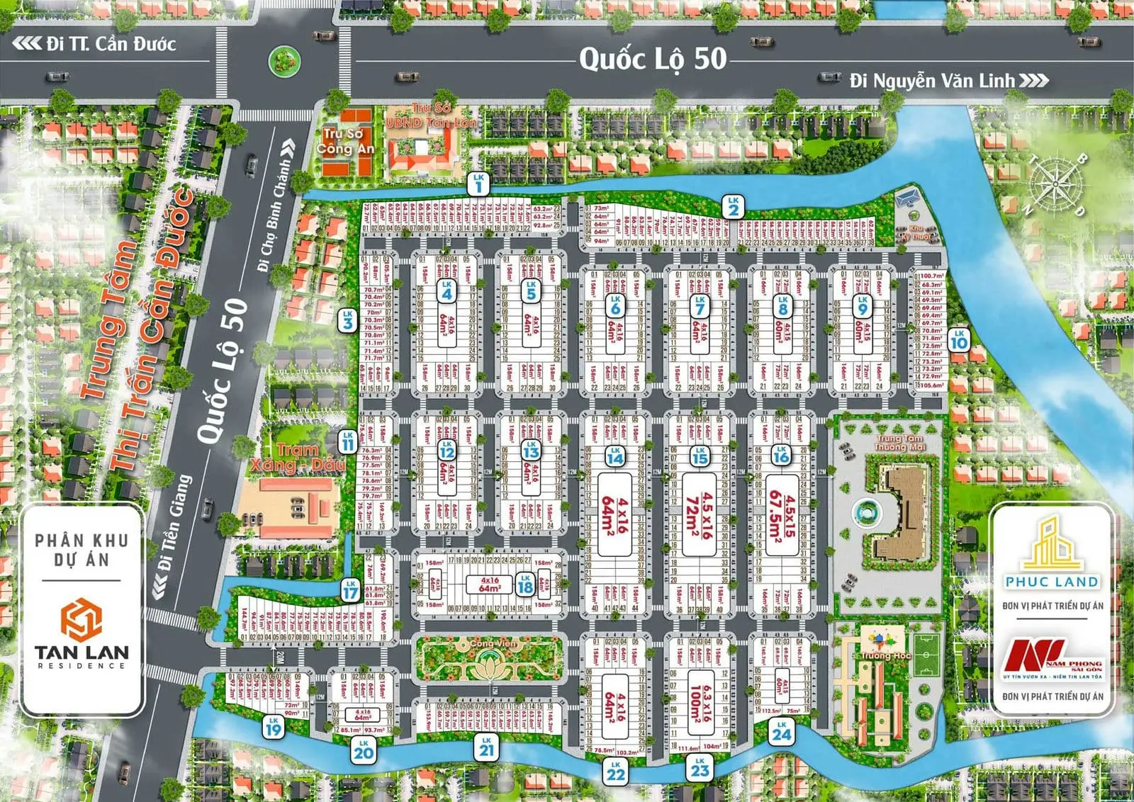 TÂN LÂN RESIDENCE CẦN ĐƯỚC LONG AN 7 Mặt bằng Phân lô Dự án Khu Dân Cư Tân Lân Residence Cần Đước Long An