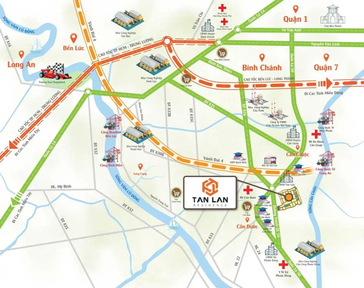 TÂN LÂN RESIDENCE CẦN ĐƯỚC LONG AN 3 Vị trí Dự án Khu Dân Cư Tân Lân Residence