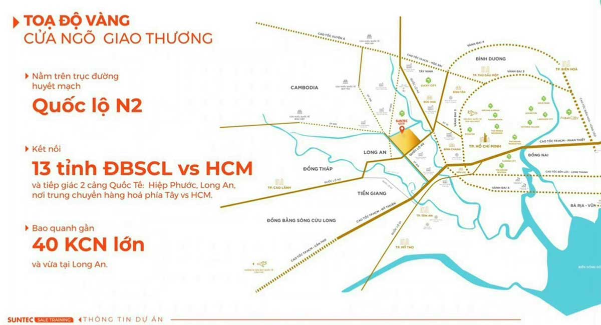 Vị trí Dự án Khu đô thị Suntec City Thủ Thừa Long An