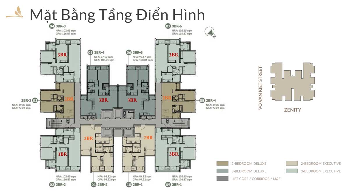 Mặt bằng Tầng điển hình Dự án Căn hộ Zenity Capitaland Võ Văn Kiệt Quận 1