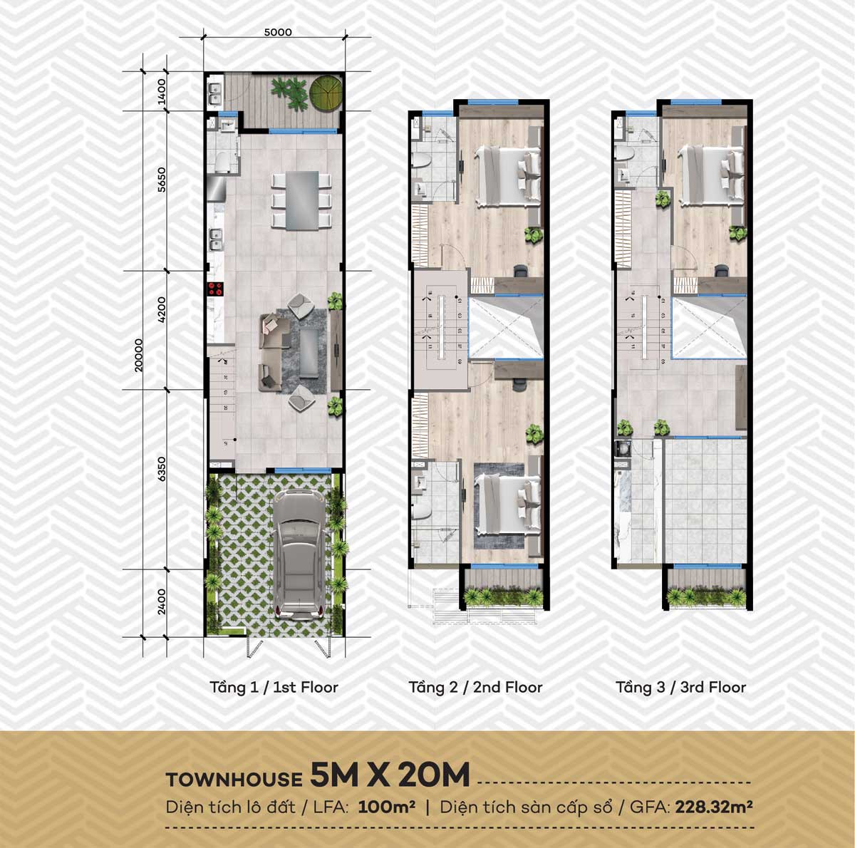 Thiết kế Nhà phố 5x20m The Standard Bình Dương