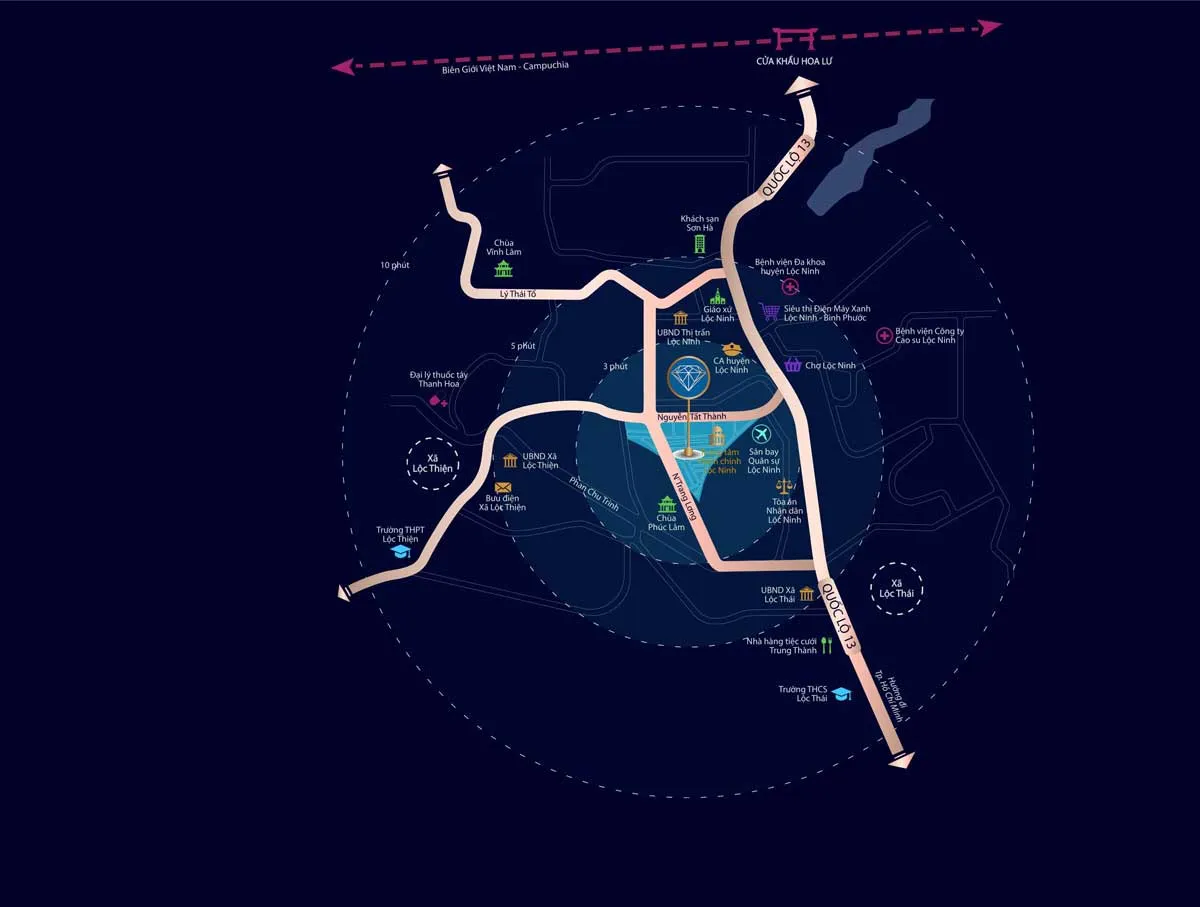 DIAMOND CITY LỘC NINH BÌNH PHƯỚC 4 Vị trí Dự án Diamond City Lộc Ninh Bình Phước