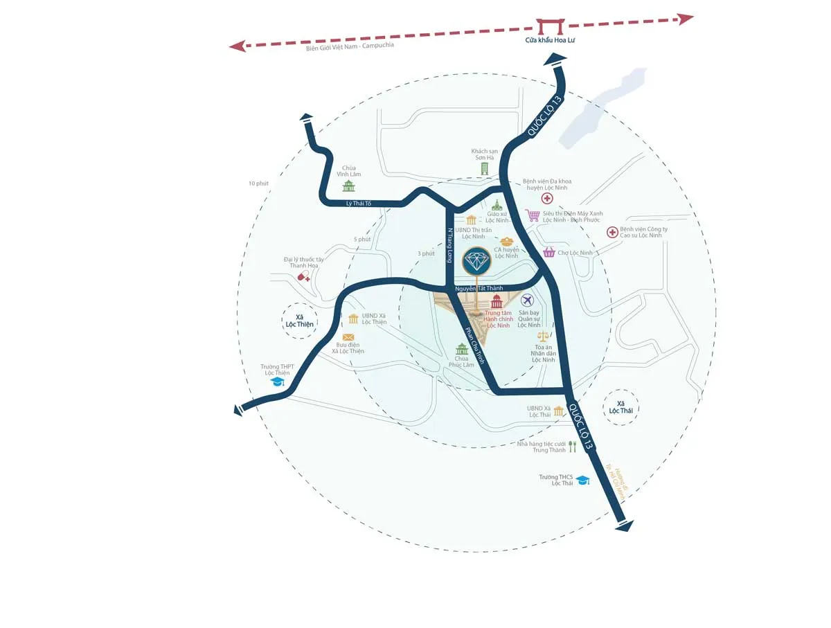 DIAMOND CITY LỘC NINH BÌNH PHƯỚC 10 Tiện ích liên kết vùng Diamond City Lộc Ninh Bình Phước