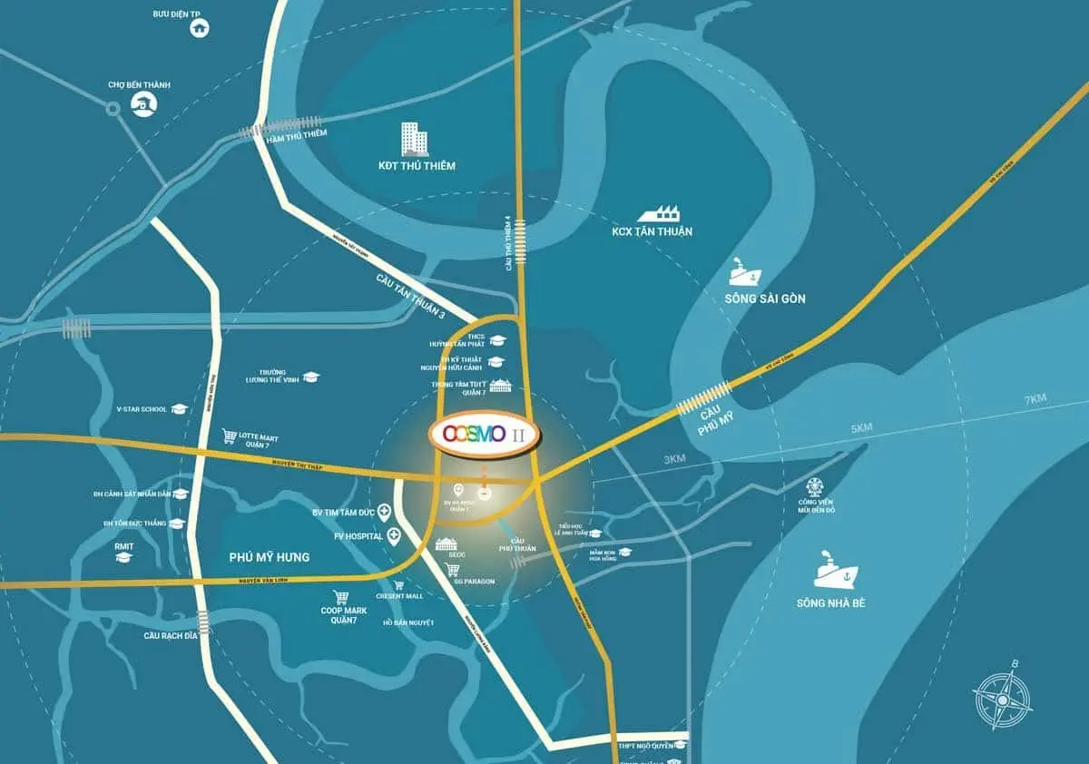 COSMO CITY II QUẬN 7 5 Vị trí Dự án Căn hộ Chung cư Cosmo II Nguyễn Thị Thập Quận 7