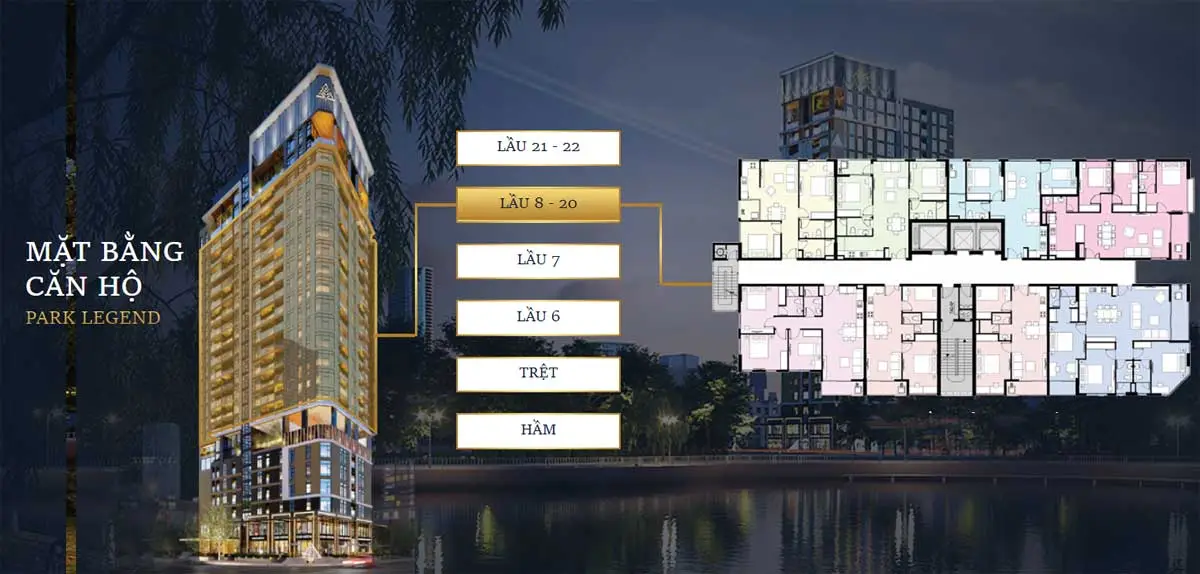 PARK LEGEND HOÀNG VĂN THỤ 26 Mặt bằng tầng 8 - 20 Dự án Căn hộ Park Legend Hoàng Văn Thụ Tân Bình