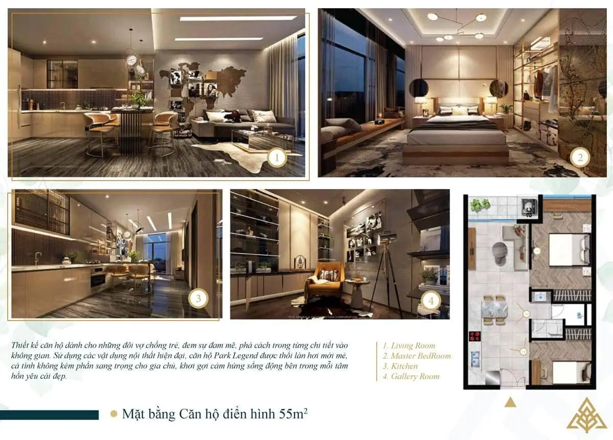 PARK LEGEND HOÀNG VĂN THỤ 29 Mặt bằng căn hộ điển hình 55m2