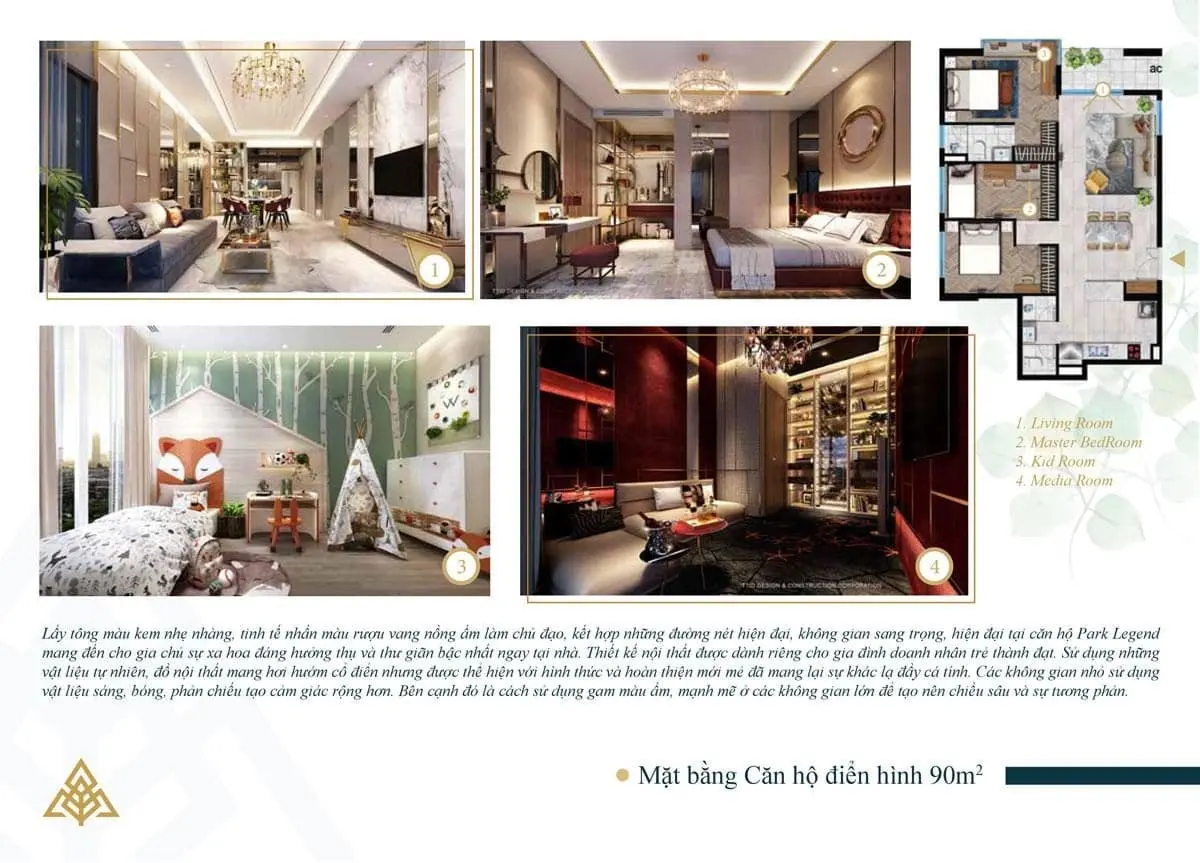 PARK LEGEND HOÀNG VĂN THỤ 30 Mặt bằng căn hộ điển hình 90m2